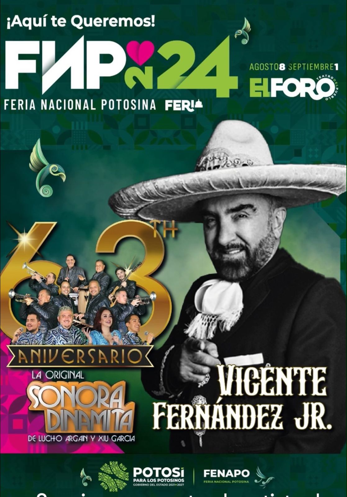 Se suman la Sonora Dinamita y Vicente Fernández Jr. a la Fenapo 2024