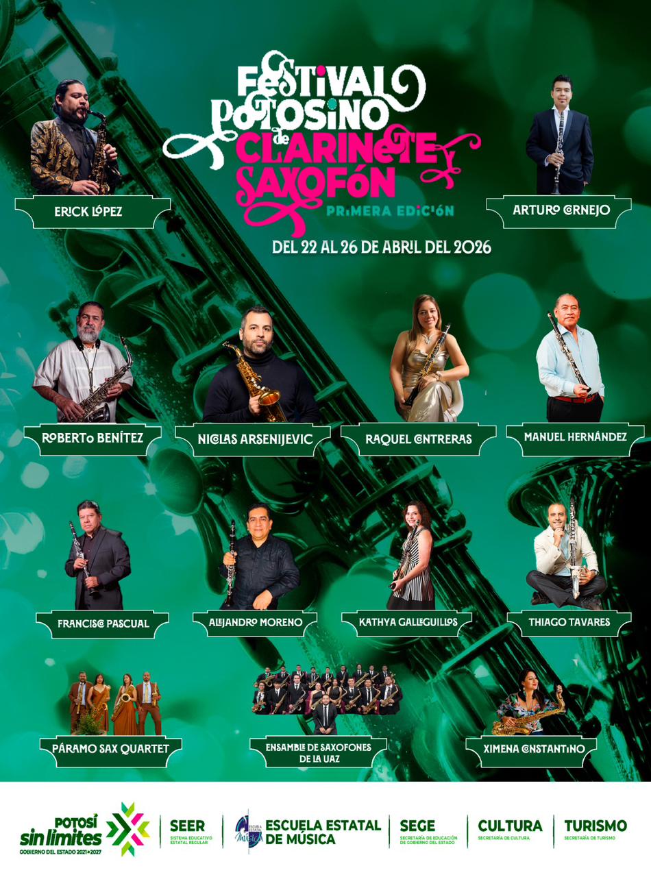 SLP presenta el Festival Internacional de Clarinete y Saxofón