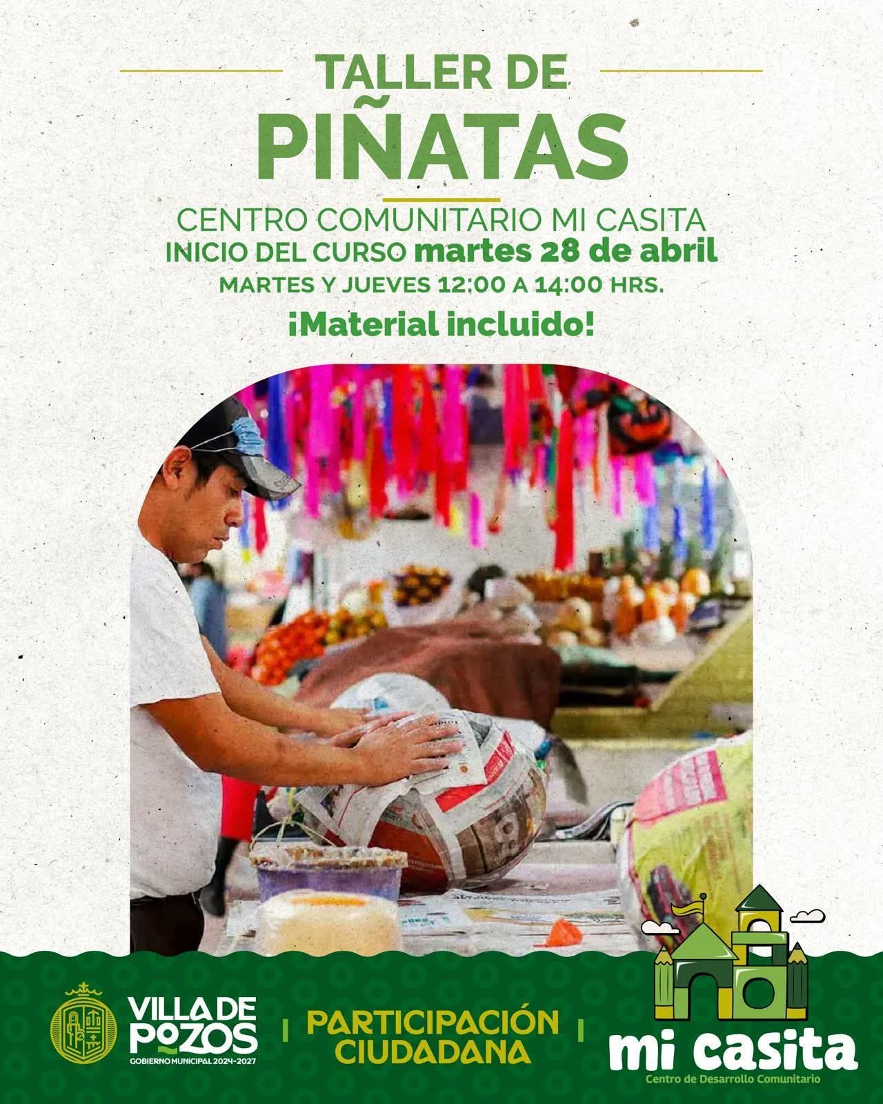Creatividad y tradición llegan con el taller de piñatas en Villa de Pozos